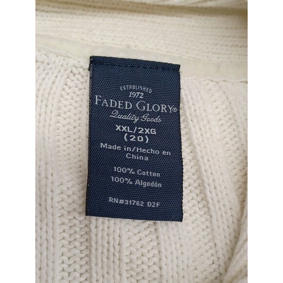 Faded Glory Crochet Sweater White Pullover Collared Sz XXL 20 - Picture 8 of 9